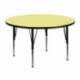 MFO 48'' Round Activity Table with Yellow Thermal Fused Laminate Top and Height Adjustable Pre-School Legs