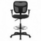 MFO Mid-Back Mesh Drafting Stool with Black Fabric Seat and Arms