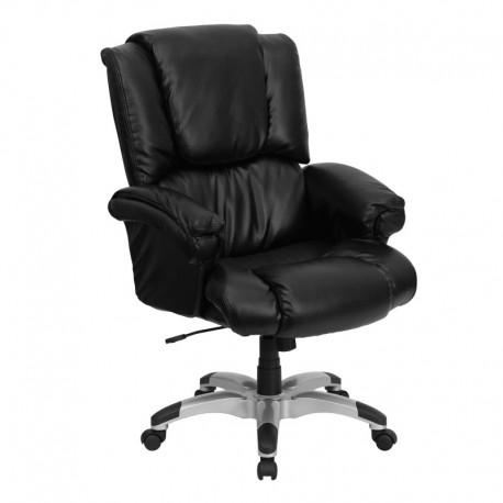 MFO High Back Black Leather OverStuffed Executive Office Chair