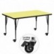 MFO Mobile 30''W x 60''L Rectangular Activity Table with Yellow Thermal Fused Laminate Top and Height Adjustable Pre-School Legs