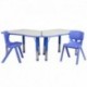 MFO Blue Trapezoid Plastic Activity Table Configuration with 2 School Stack Chairs