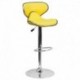 MFO Contemporary Cozy Mid-Back Yellow Vinyl Adjustable Height Bar Stool with Chrome Base