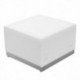 MFO Inspiration Collection White Leather Ottoman with Brushed Stainless Steel Base