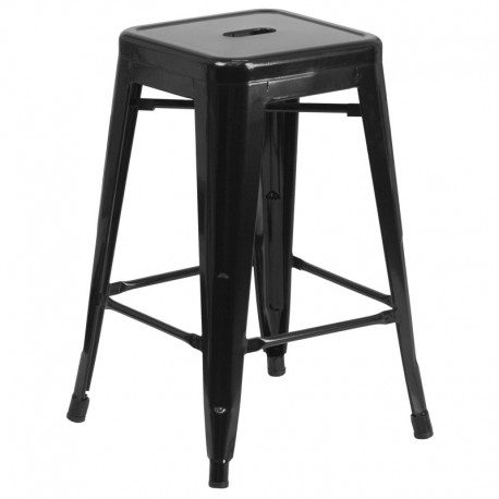 MFO 24'' Backless Black Metal Counter Height Stool