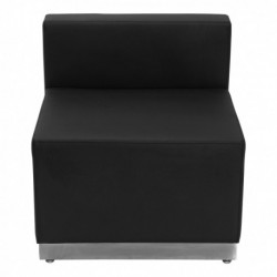 MFO Inspiration Collection Black Leather Chair with Brushed Stainless Steel Base