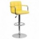MFO Contemporary Yellow Quilted Vinyl Adjustable Height Bar Stool with Arms and Chrome Base