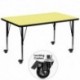MFO Mobile 36''W x 72''L Rectangular Activity Table with Yellow Thermal Fused Laminate Top and Height Adjustable Pre-School Legs