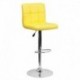 MFO Contemporary Yellow Quilted Vinyl Adjustable Height Bar Stool with Chrome Base