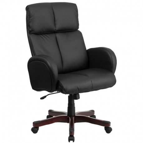 MFO High Back Black Leather Executive Office Chair with Fully Upholstered Arms