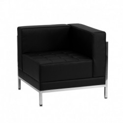 MFO Immaculate Collection Contemporary Black Leather Right Corner Chair with Encasing Frame