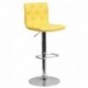 MFO Contemporary Tufted Yellow Vinyl Adjustable Height Bar Stool with Chrome Base