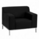 MFO Basal Collection Contemporary Black Leather Chair with Stainless Steel Frame