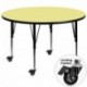 MFO Mobile 60'' Round Activity Table with Yellow Thermal Fused Laminate Top and Height Adjustable Pre-School Legs