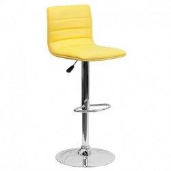 MFO Contemporary Yellow Vinyl Adjustable Height Bar Stool with Chrome Base