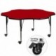 MFO Mobile 60'' Flower Shaped Activity Table with Red Thermal Fused Laminate Top and Height Adjustable Pre-School Legs