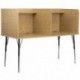 MFO Double Wide Study Carrel with Adjustable Legs and Top Shelf in Oak Finish