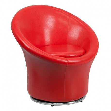 MFO Red Leather Swivel Reception Chair