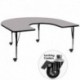 MFO Mobile 60''W x 66''L Horseshoe Activity Table with Grey Thermal Fused Laminate Top and Height Adjustable Pre-School Legs