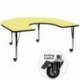 MFO Mobile 60''W x 66''L Horseshoe Activity Table with Yellow Thermal Fused Laminate Top and Height Adjustable Pre-School Legs