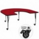 MFO Mobile 60''W x 66''L Horseshoe Activity Table with Red Thermal Fused Laminate Top and Height Adjustable Pre-School Legs