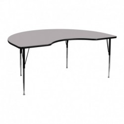 MFO 48''W x 72''L Kidney Shaped Activity Table with Grey Thermal Fused Laminate Top and Standard Height Adjustable Legs