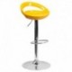 MFO Contemporary Yellow Plastic Adjustable Height Bar Stool with Chrome Base