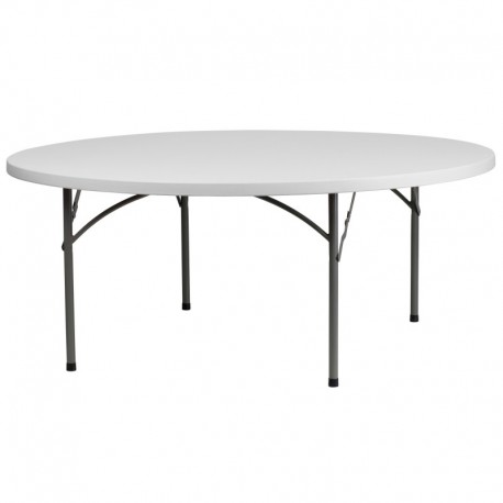 MFO 72'' Round Granite White Plastic Folding Table
