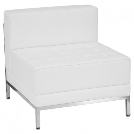 MFO Immaculate Collection Contemporary White Leather Middle Chair