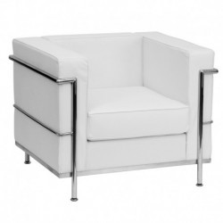 MFO Pristine Collection Contemporary White Leather Chair with Encasing Frame
