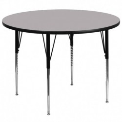 MFO 60'' Round Activity Table with Grey Thermal Fused Laminate Top and Standard Height Adjustable Legs