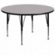 MFO 60'' Round Activity Table with Grey Thermal Fused Laminate Top and Height Adjustable Pre-School Legs