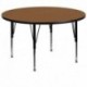 MFO 60'' Round Activity Table with Oak Thermal Fused Laminate Top and Height Adjustable Pre-School Legs
