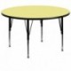 MFO 60'' Round Activity Table with Yellow Thermal Fused Laminate Top and Height Adjustable Pre-School Legs