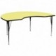 MFO 48''W x 96''L Kidney Shaped Activity Table with Yellow Thermal Fused Laminate Top and Standard Height Adjustable Legs