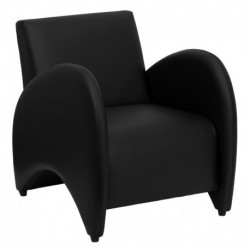 MFO Recurve Collection Black Leather Reception Chair