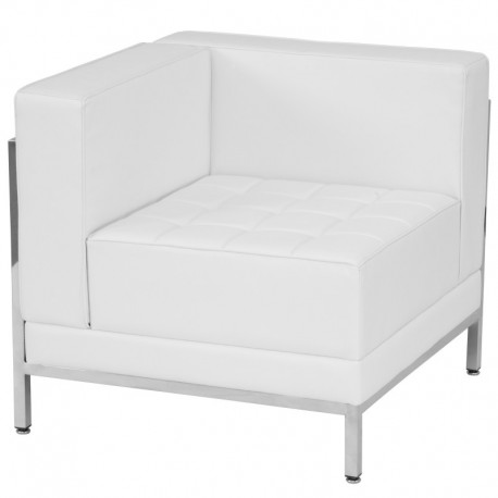 MFO Immaculate Collection Contemporary White Leather Left Corner Chair with Encasing Frame