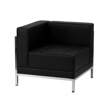 MFO Immaculate Collection Contemporary Black Leather Left Corner Chair with Encasing Frame