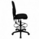 MFO Mid-Back Black Fabric Multi-Functional Drafting Stool with Adjustable Lumbar Support