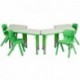 MFO Green Trapezoid Plastic Activity Table Configuration with 4 School Stack Chairs