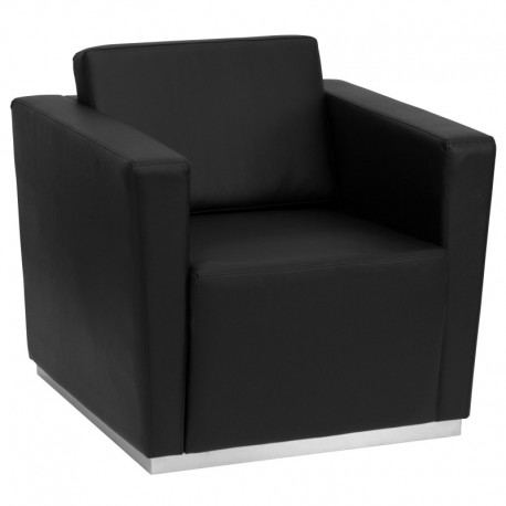 MFO Debonair Collection Contemporary Black Leather Chair with Stainless Steel Base