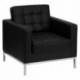 MFO Chimera Collection Contemporary Black Leather Chair with Stainless Steel Frame
