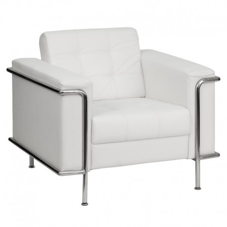 MFO Sophia Collection Contemporary White Leather Chair with Encasing Frame