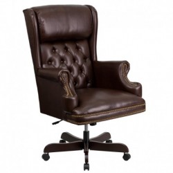 MFO High Back Traditional Tufted Brown Leather Executive Office Chair