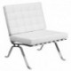 MFO Friendly Collection White Leather Lounge Chair with Curved Legs