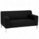 MFO Basal Collection Contemporary Black Leather Love Seat with Stainless Steel Frame
