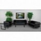MFO Pristine Collection Contemporary Black Leather Love Seat with Encasing Frame