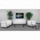 MFO Pristine Collection Contemporary White Leather Love Seat with Encasing Frame