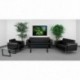 MFO Sophia Collection Contemporary Black Leather Love Seat with Encasing Frame