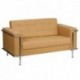 MFO Sophia Collection Contemporary Light Brown Leather Love Seat with Encasing Frame