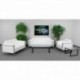 MFO Sophia Collection Contemporary White Leather Love Seat with Encasing Frame